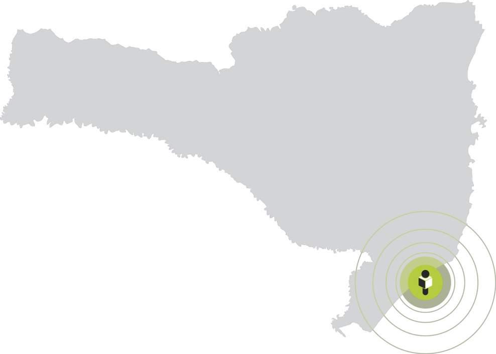 A DIFUSORA CHEGA A + 50 MUNICÍPIOS alcançando regiões da Grande Florianópolis, Planalto Central e norte do Rio Grande do Sul.