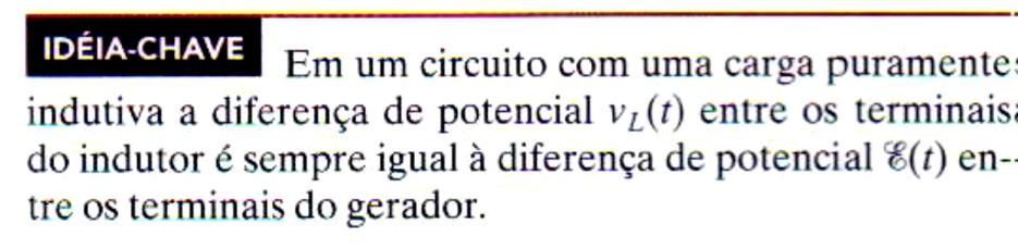 Circuito Indutivo Com uma carga puramente indutiva, a constante