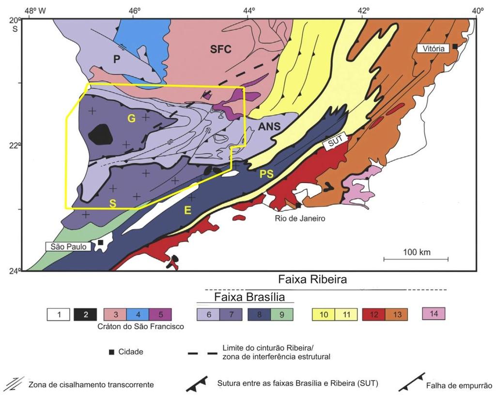 ultramáficos e que hospeda o greenstone belt arqueano Morro do Ferro (TEIXEIRA e DANNI, 1978; PIMENTEL e FERREIRA FILHO, 2002). 9 Figura 5 - Mapa tectônico da região proposto por Trouw et al.