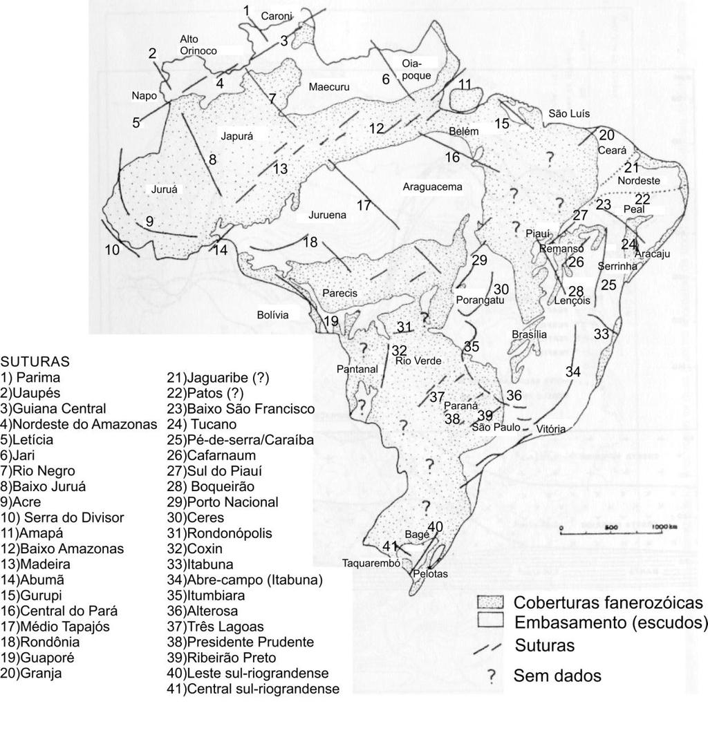 17 espessamento crustal. Já neste trabalho se verifica o uso dos termos bloco Brasília, Vitória e São Paulo como envolvidos na tectônica brasiliana. Hasui et al.