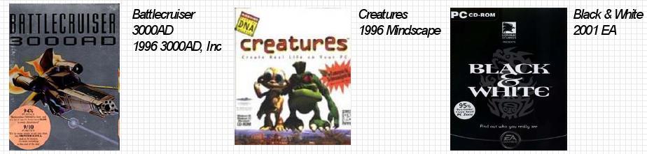 Histórico (2) 1996: Battlecruiser 3000AD : primeiro jogo a usar Redes Neurais 1996: uso de Algoritmos Genéticos na série Creatures