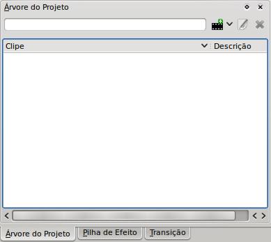 1) Janela do Projeto Nesta janela, há 3 abas que fornecem informações e ferramentas sobre o seu projeto: a) Árvore do Projeto aqui você organiza os clipes de