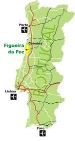 EN111 A Figueira da Foz está localizada 08º 25'W e 40º 09'N e encontra-se ás seguintes distâncias das principais cidades de Portugal: Coimbra 40 km Porto 130 km Lisboa 190 km Faro 490 km Figura Erro!