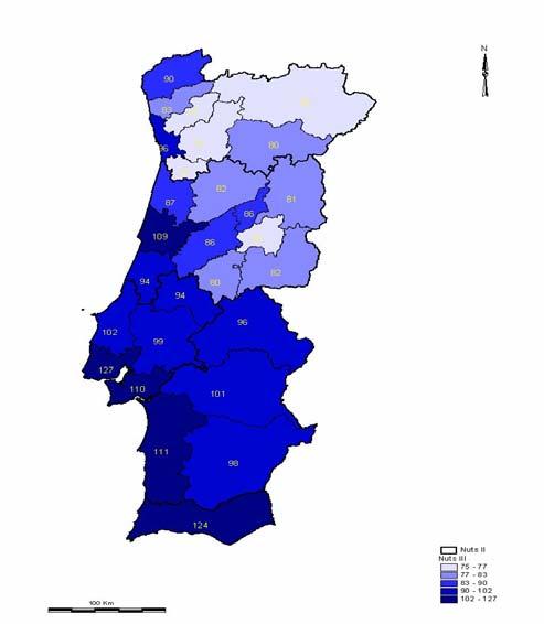 negativa, sendo a mais intensa a registada na região Entre Douro e Vouga (-7,3%). Na região Serra da Estrela ocorreu a taxa de variação trimestral mais intensa, 26,1%.