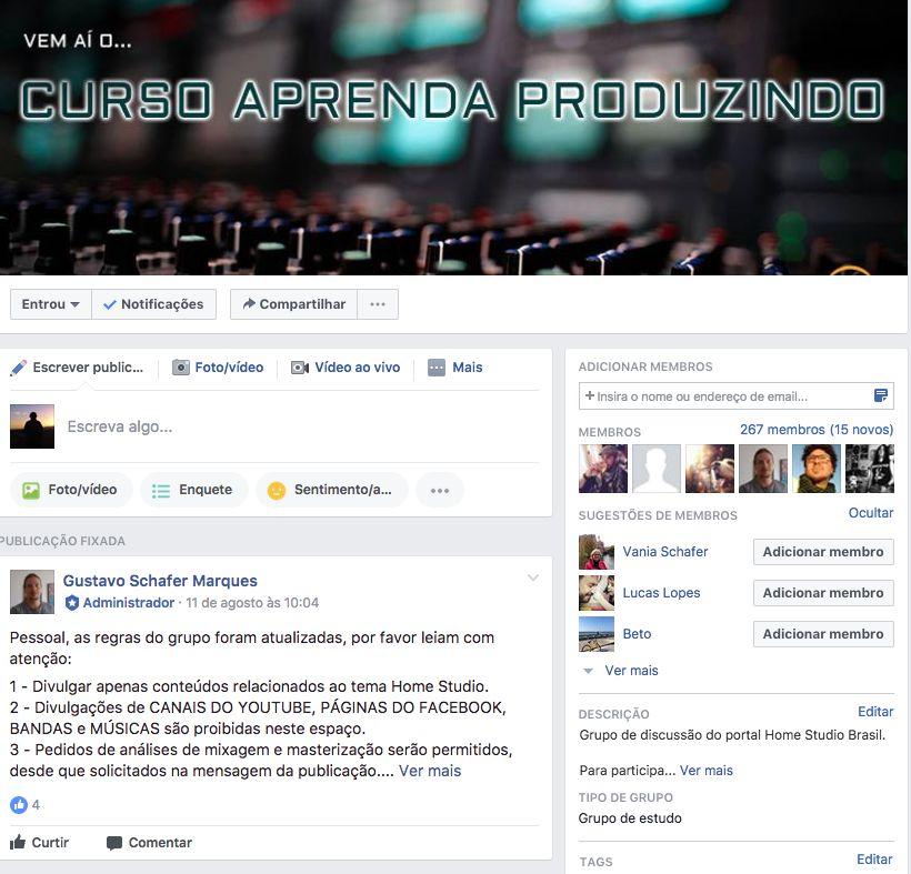 Grupo no Facebook O grupo do Facebook é o ponto de contato mais próximo com o nosso público cativo.