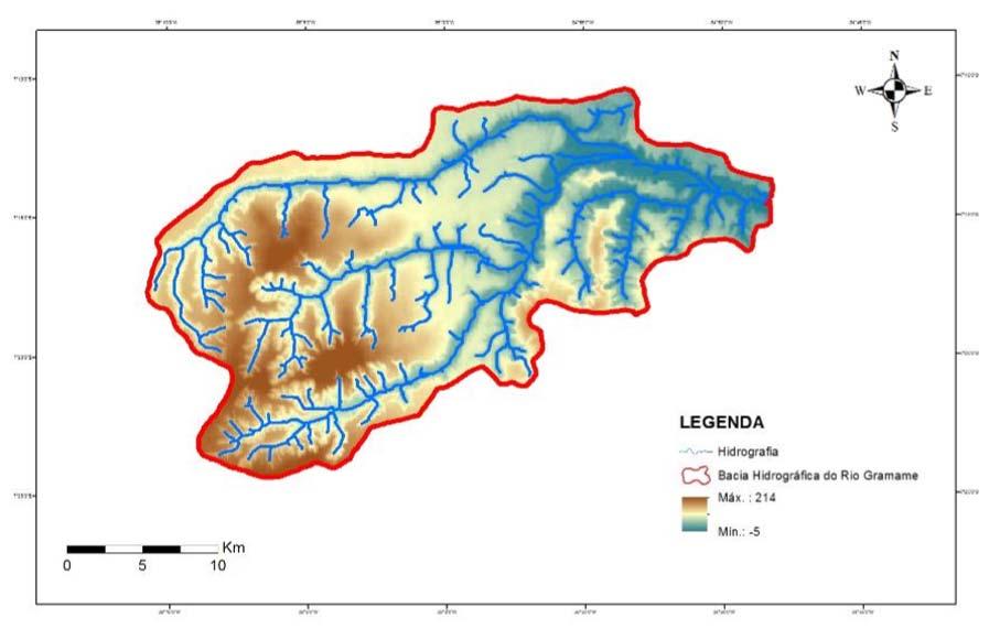 1249 Na sequência foi determinada a drenagem numérica, ou seja, o padrão de fluxo acumulado e a localização potencial da malha dos rios.