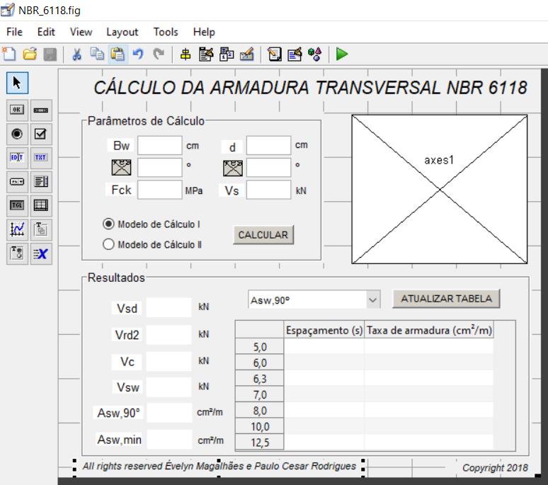 A Figura anterior ilustra a janela de edição da interface do programa, porém, todos os cálculos são realizados em um plano secundário, que trabalha em paralelo à interface.