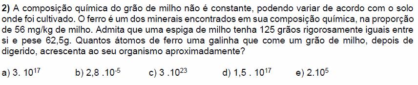 1 grão 62,5 g milho.. 125 grãos 1 Kg milho 10 3 g milho. 56 mg Fe.