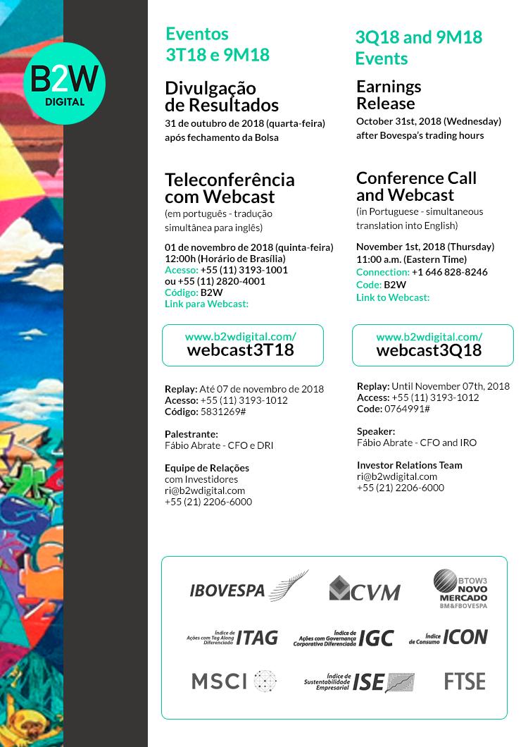 INFORMAÇÕES SOBRE WEBCAST E CONFERENCE CALL Telecnferência cm traduçã