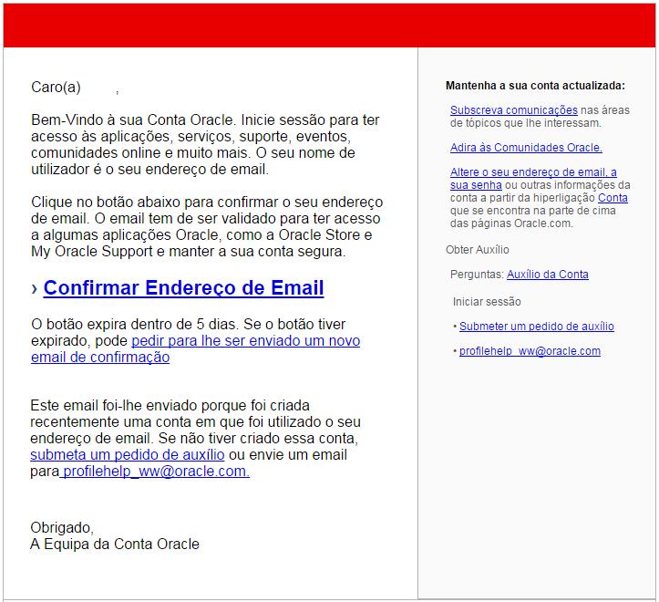 5. Com a conta Oracle.