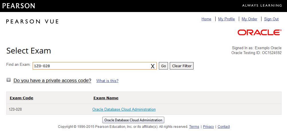 6. Para continuar com o exemplo, vamos buscar a certificação de Oracle Database Cloud