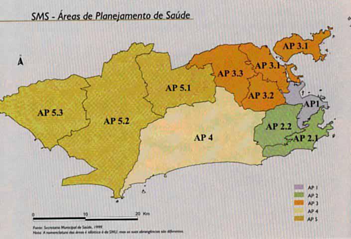 53 Figura 2 - Mapa das Áreas Programáticas da Cidade do Rio de Janeiro Fonte: Rio de Janeiro (31). A área programática de realização deste estudo foi a AP 2.2. Esta área tem 371120 habitantes distribuídos e sete bairros: Alto da Boa Vista, Praça da Bandeira, Tijuca, Andarai, Grajaú, Maracanã e Vila Isabel.