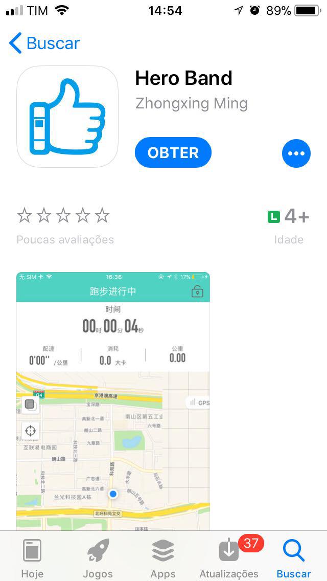download do aplicativo Hero Band a partir da Google Play Store ou Apple Store. 2.