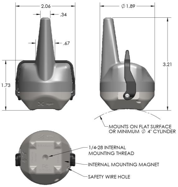 Wireless VIB Sensores de Vibração e Temperatura Wireless VSN-3 Especificação sensor: SD-VSN-3 Descrição: (vibração e temperatura) - VSN-3 Marca: Peso do sensor com bateria: 188g Material Invólucro: