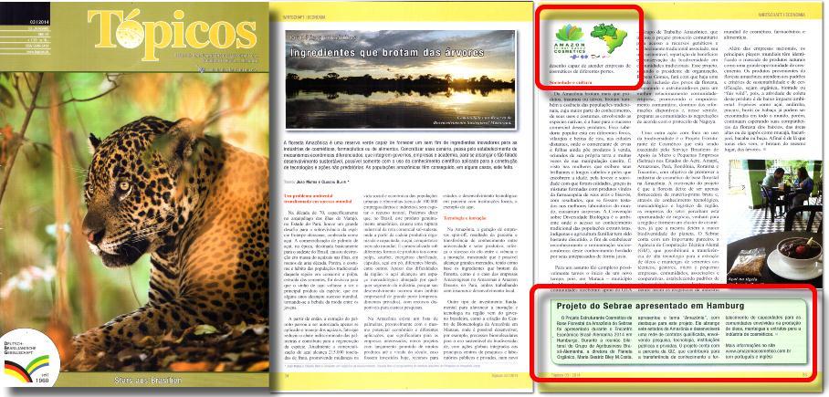 Revista Tópicos publicou matéria destacando Projeto SEBRAE
