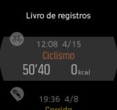 Toque no registo que pretende ver e consulte o registo deslizando para cima ou para baixo, ou premindo os botões inferior e superior da direita.