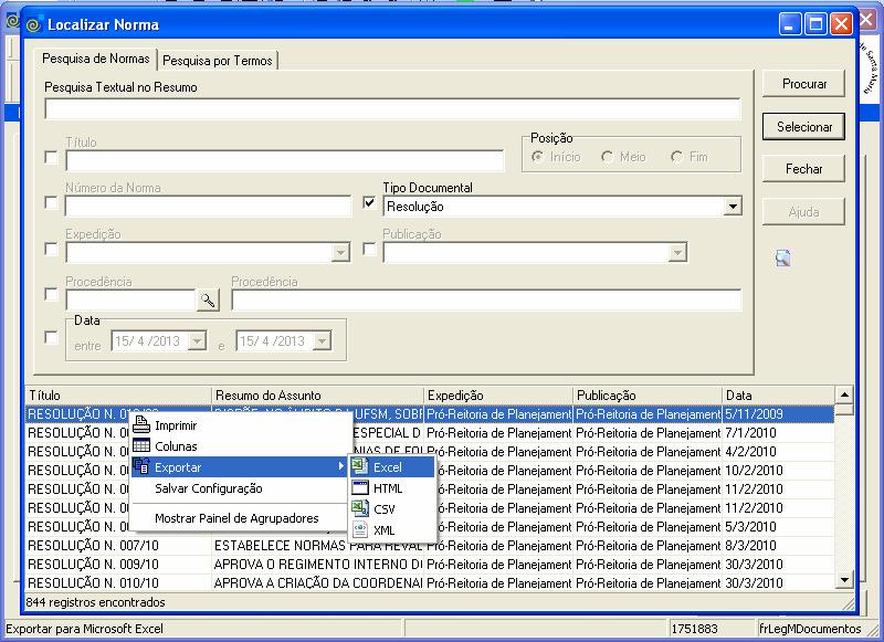 Este relatório foi exportado para uma planilha do Microsoft Excel,