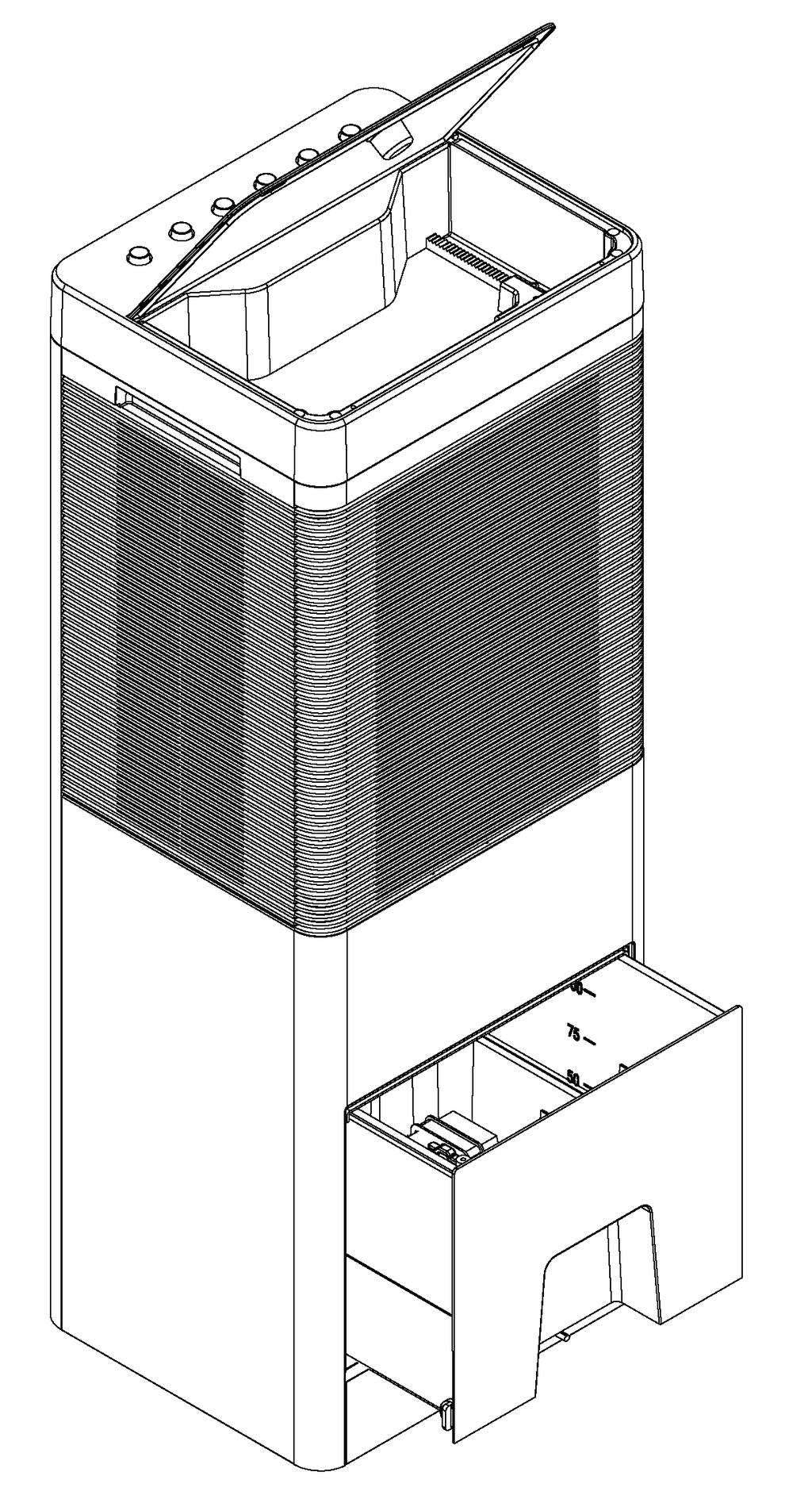 água Pode ser da abertura superior da cobertura superior, enchendo a água, então a água irá para o tanque de água.