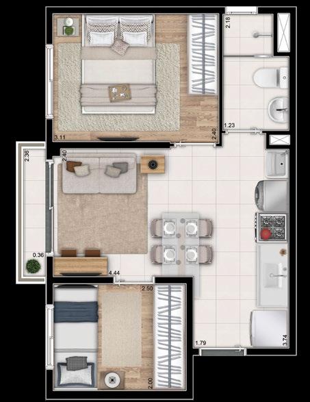 Planta do apto. 33.95 m 2 Planta do apto. 34.26 m 2 Planta referente ao final 02 - Torre 1-34.26 m 2 Planta referente ao final 06 - Torre 1-33.