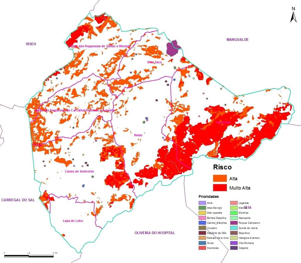 Figura 4: Mapa de risco de incêndio florestal do Concelho de Nelas (Fonte: Elaborado por GEOATRIBUTO) 2.3.