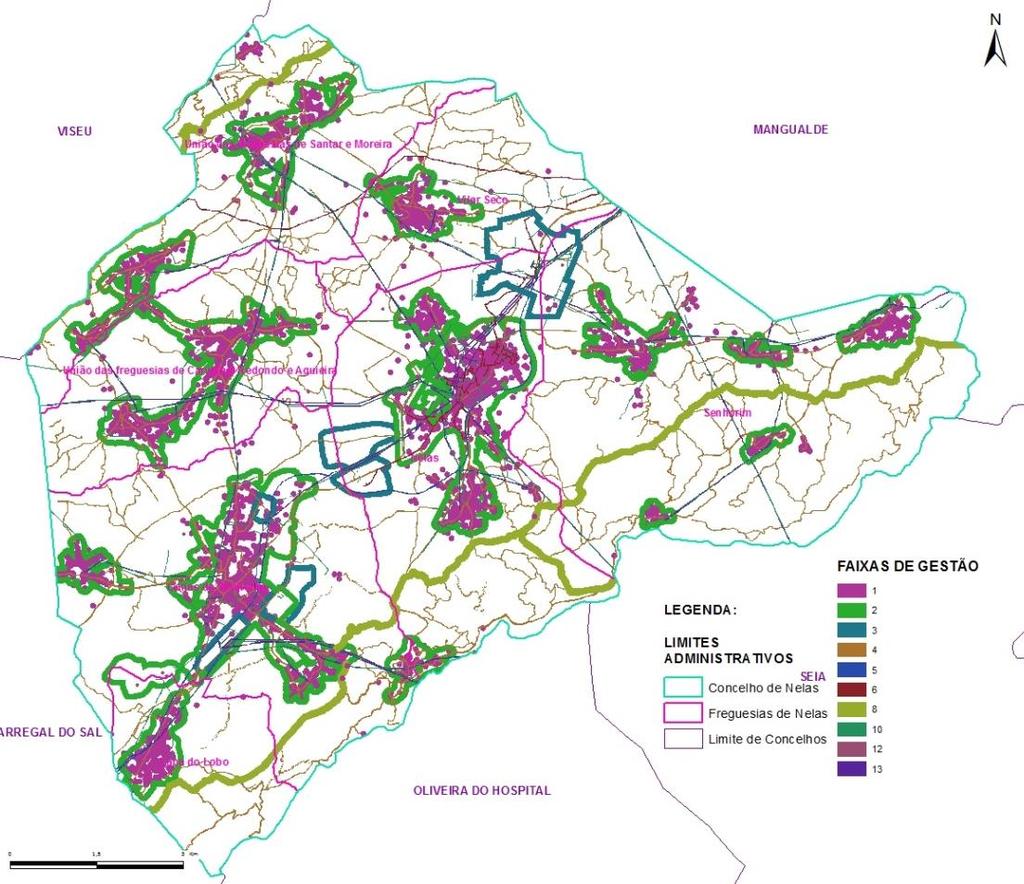 Figura 6: Mapa de faixas e mosaicos de parcelas de gestão de combustíveis do Concelho
