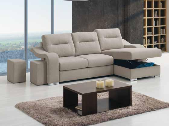 2 Puffs incluídos. Chaise with storage.