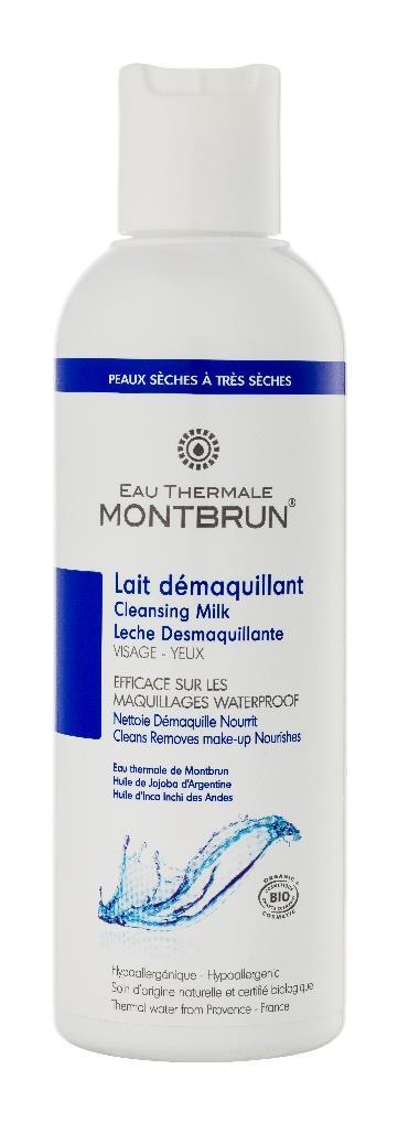 O Leite desmaquilhante para rosto e olhos Montbrun proporciona uma complementaridade efectiva com a restante gama de cuidados Montbrun.