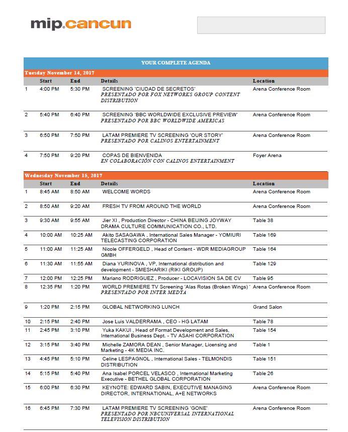 EXEMPLO DE AGENDA FEITA PELO NOSSO SISTEMA DE MATCHMAKING O formato do MIP Cancun foi ainda mais