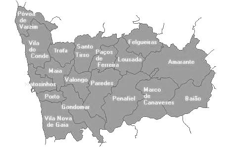 3 LOCALIZAÇÃO DA ÁREA DE ESTUDO O Concelho de Lousada pertence ao Distrito do Porto e encontra-se limitado pelos