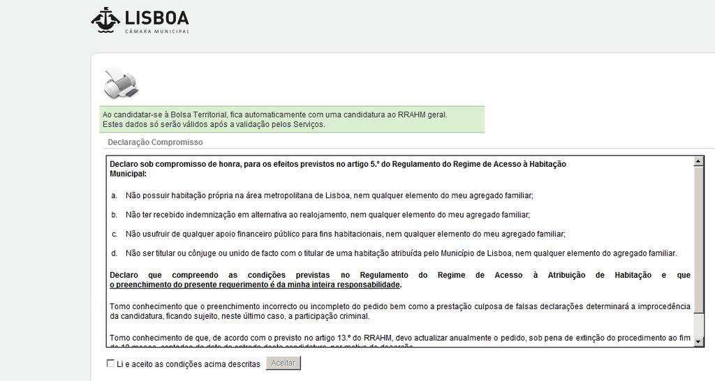 No topo do formulário/ecrã aparece uma mensagem informativa a todos os candidatos: Ao candidatar-se à Bolsa Territorial, fica automaticamente com uma candidatura ao RRAHM geral.