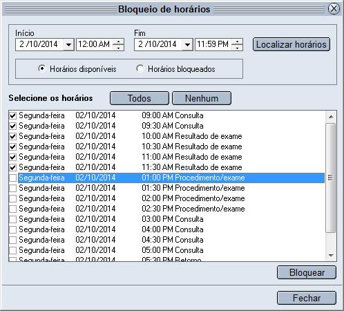 3.8 Bloqueio 50 Na agenda existe a opção para bloquear/desbloquear horários em determinado intervalo de tempo.