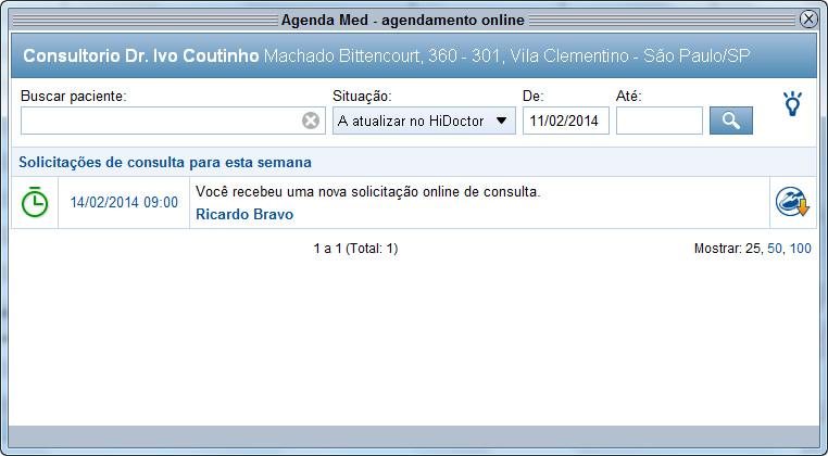 52 f) Você será informado no HiDoctor quando houver solicitação de consulta feita através do Catálogo. O ícone indica o número de solicitações recebidas.