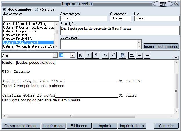 Selecione as opções para definir se deseja que o cabeçalho, rodapé, carimbo e código de segurança serão ou não exibidos na ficha do paciente ao imprimir ou exportar. 6.