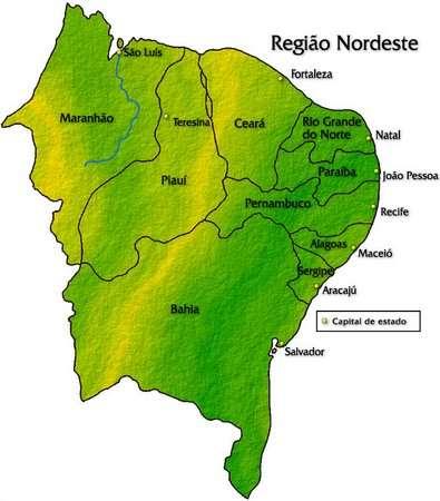 A área do Nordeste brasileiro é de aproximadamente 1.