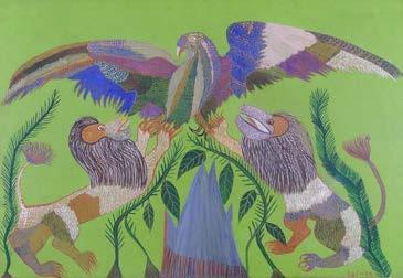 AC 1922 - Fortaleza, CE 1985 Leões e Águia Guache sobre cartolina colorida 53 x 73 cm Ass, cid,