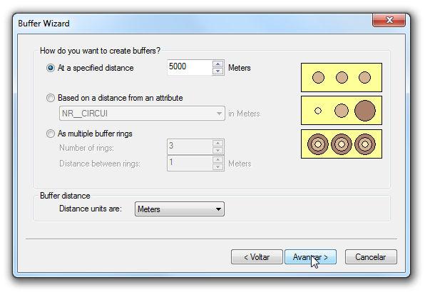 Novas opções devem ser definidas adiante. Buffer Output Type: marque a opção Yes para dissolver as barreiras do buffer. Isso irá criar uma área contínua.