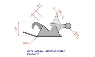 A amarração metálica facilita a colocação dos elásticos verticais nos ganchos e quando é feita ocupa grande parte da aleta