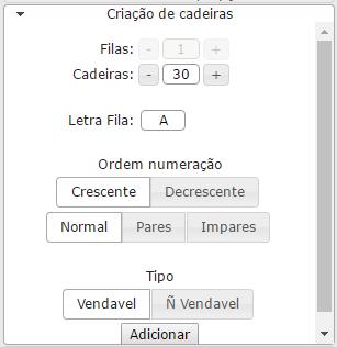 6. Criar elemento (Palco, mesa de som, outros ou elemento de representação de setor ou fila): a.