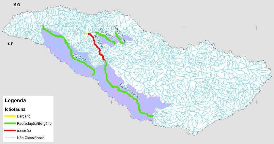 Principais áreas para a Ictiofauna Fonte: Adaptado de: Ribeiro, 2013; Perini