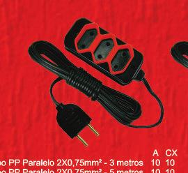 Extensão com 3 Tomadas 2P+T 250V Cabo PP Plano 10x0,75mm² Cinza 10 421