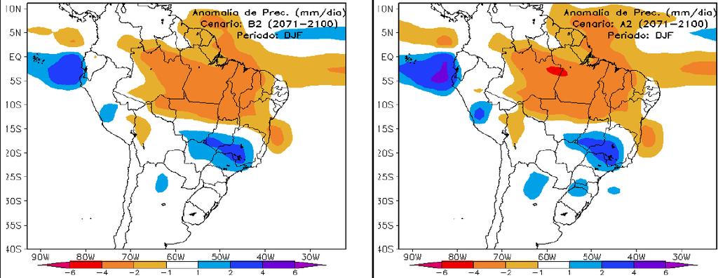 Fonte: Caracterização do clima no Século XX e Cenários Climáticos no Brasil e na América do Sul para o Século XXI