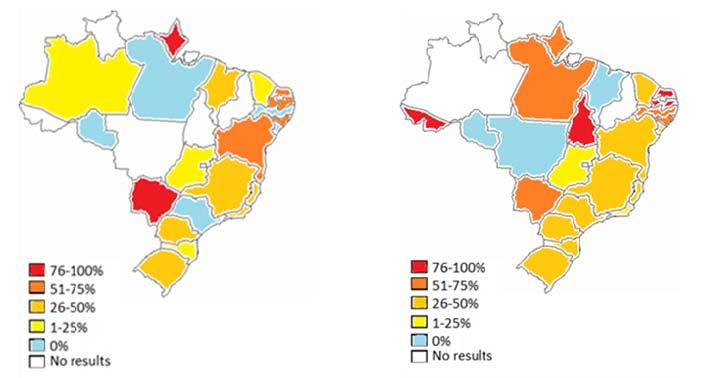 56 Figure 5: Map of distribution of unsatisfactory results of milk samples by Brazilian states.