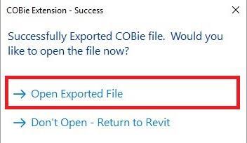 Existing e colocar o caminho onde o ficheiro irá ser guardado. Após pressionar a opção para exportar aparecerá uma janela com a opção de abrir o ficheiro com o seguinte aspecto: Figura 4.