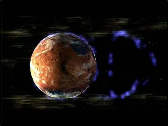 Ilustração mostra a dinâmica da perda da atmosfera planetária de Marte. mostra que a atmosfera da Terra, nas suas temperaturas médias, não conseguem reter estes dois gases.