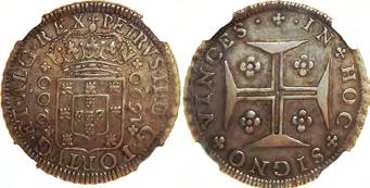 PEDRO II, (1683-1706) 12 VINTENS (200 RÉIS) 1688, PRATA AG61.