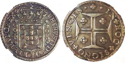 PEDRO II, (1683-1706) CRUZADO (400 RÉIS) 1688 8 SOBRE 7,