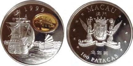 534 F ANO DO COELHO 100 PATACAS, 1999 - PRATA PROOF-