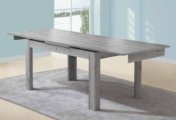 2 tops extensible dinner table. Finish: grey rustic or white-oak.