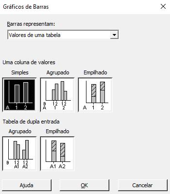 No caso de utilizar a opção Valores de uma