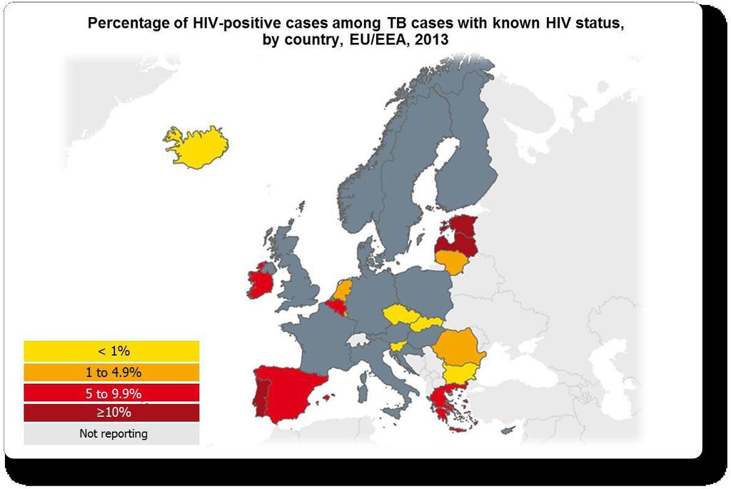 Tuberculose na Europa - 2013 Incidência: 360 000 novos